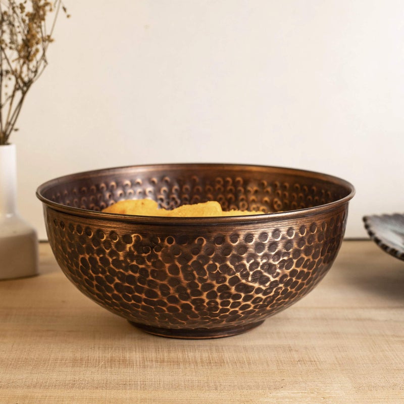 GoCraft Antique Copper Mixing Bowl 7.5" â€“ Handcrafted Hammered Copper Bowl for Whisking Eggs, Tossing Salad, Serving, or Kitchen DÃ©cor â€“ Vintage Style Serveware - Image 4